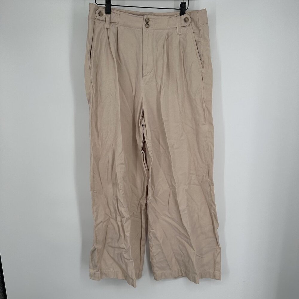 Madewell Women's Harlow Pants Tan Wide Leg High Rise Linen blend Size P10